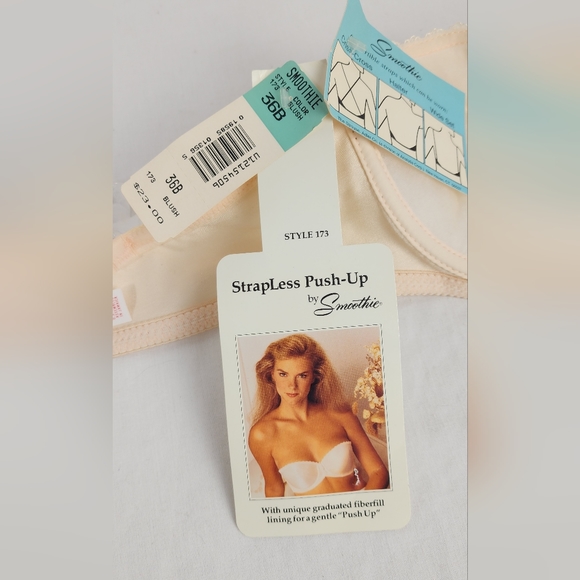 ♥️ NWT VINTAGE STRAPLESS PUSH-UP BRA BY SMOOTHIE - 36B - BLUSH ♥️ - Picture 11 of 12